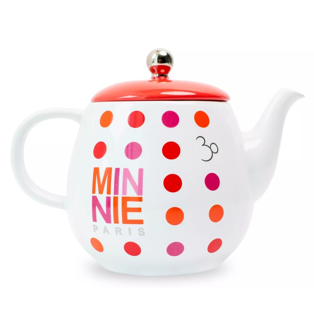 Disneyland Paris Minnie Parisienne Teapot 30 Years Red Dot w/ Lid - NEW - Picture 2 of 2